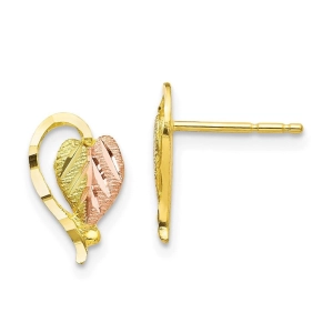 10k Tri-color Black Hills Gold Post Earrings