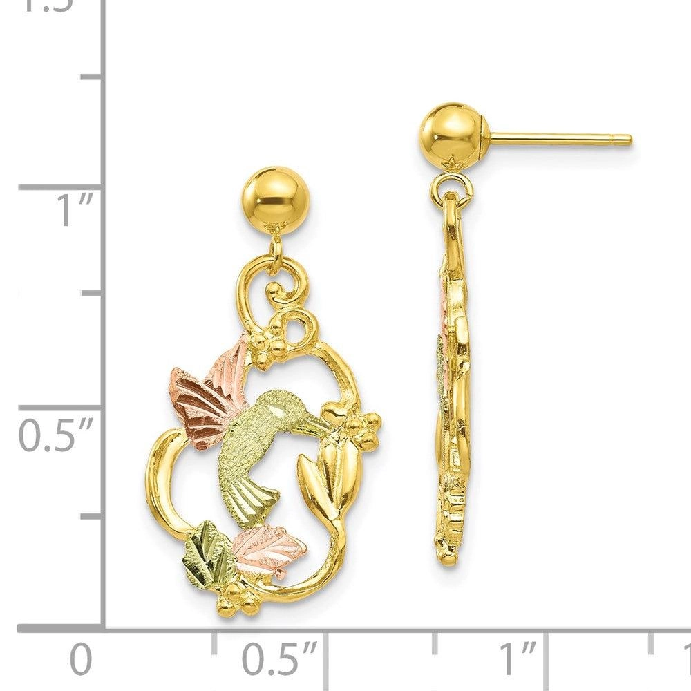 10k Tri-color Black Hills Gold Post Earrings