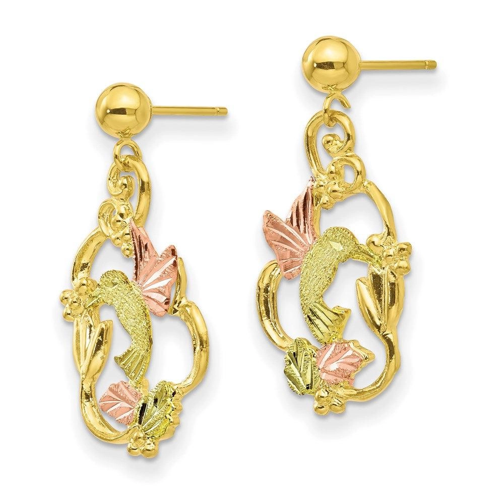 10k Tri-color Black Hills Gold Post Earrings