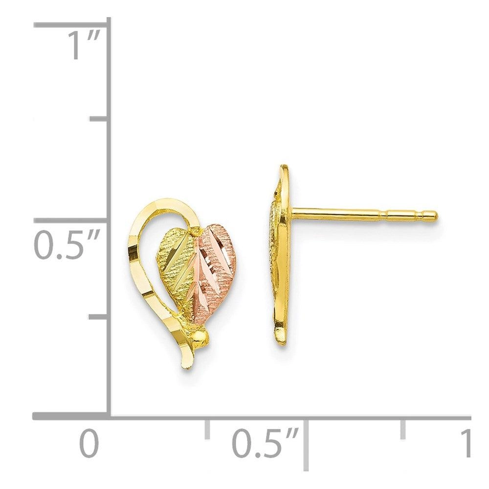 10k Tri-color Black Hills Gold Post Earrings