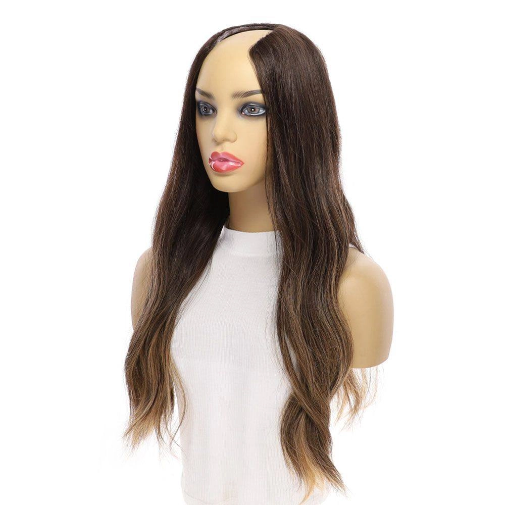 24" U-Shape Wig Dark Brown Balayage