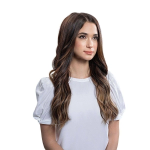 24" U-Shape Wig Dark Brown Balayage