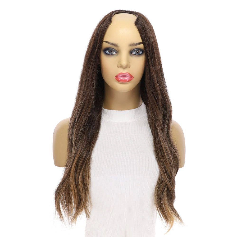 24" U-Shape Wig Dark Brown Balayage