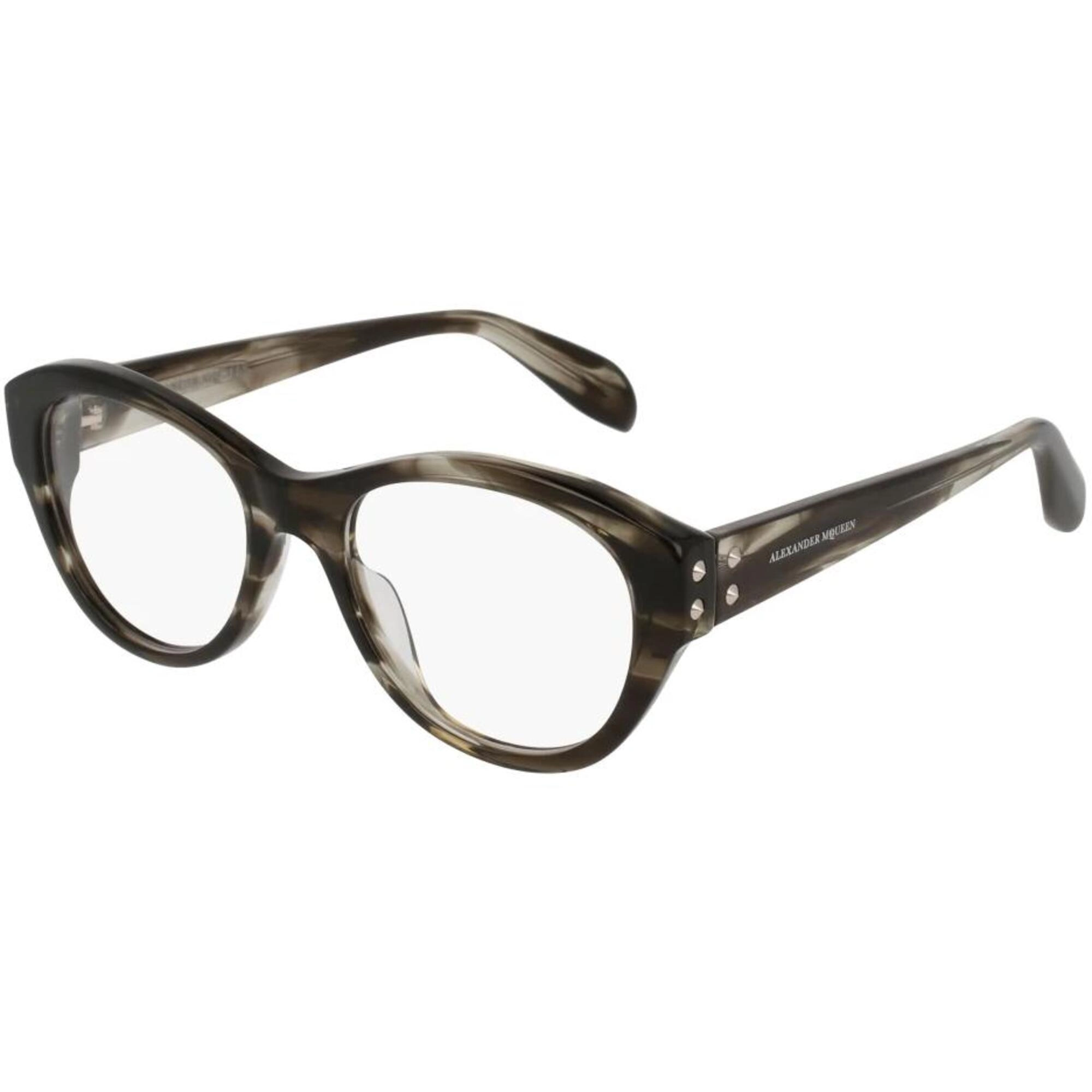 Alexander Mcqueen Women's Eyeglasses - Dk Grey Havana | ALEXANDER MCQUEEN AM0053OA 004