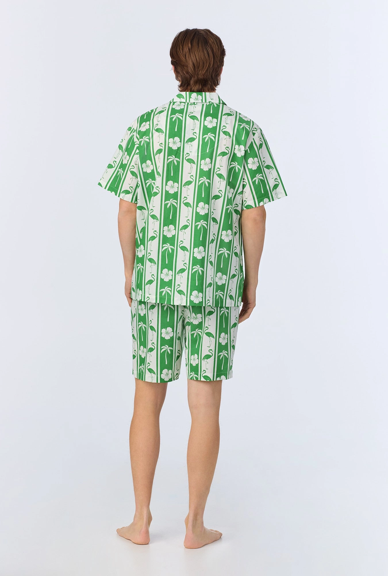 Aloha Stripe Men's Short Sleeve Notch Woven Cotton Poplin Boxer PJ Set