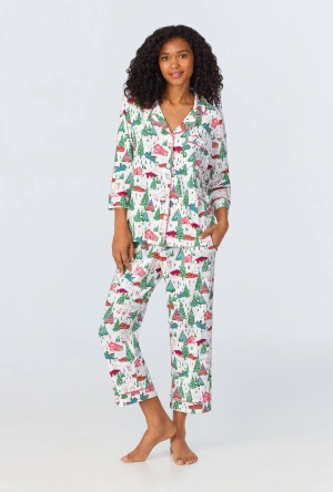 Alpine Cabins 3/4 Sleeve Classic Stretch Jersey Cropped PJ Set