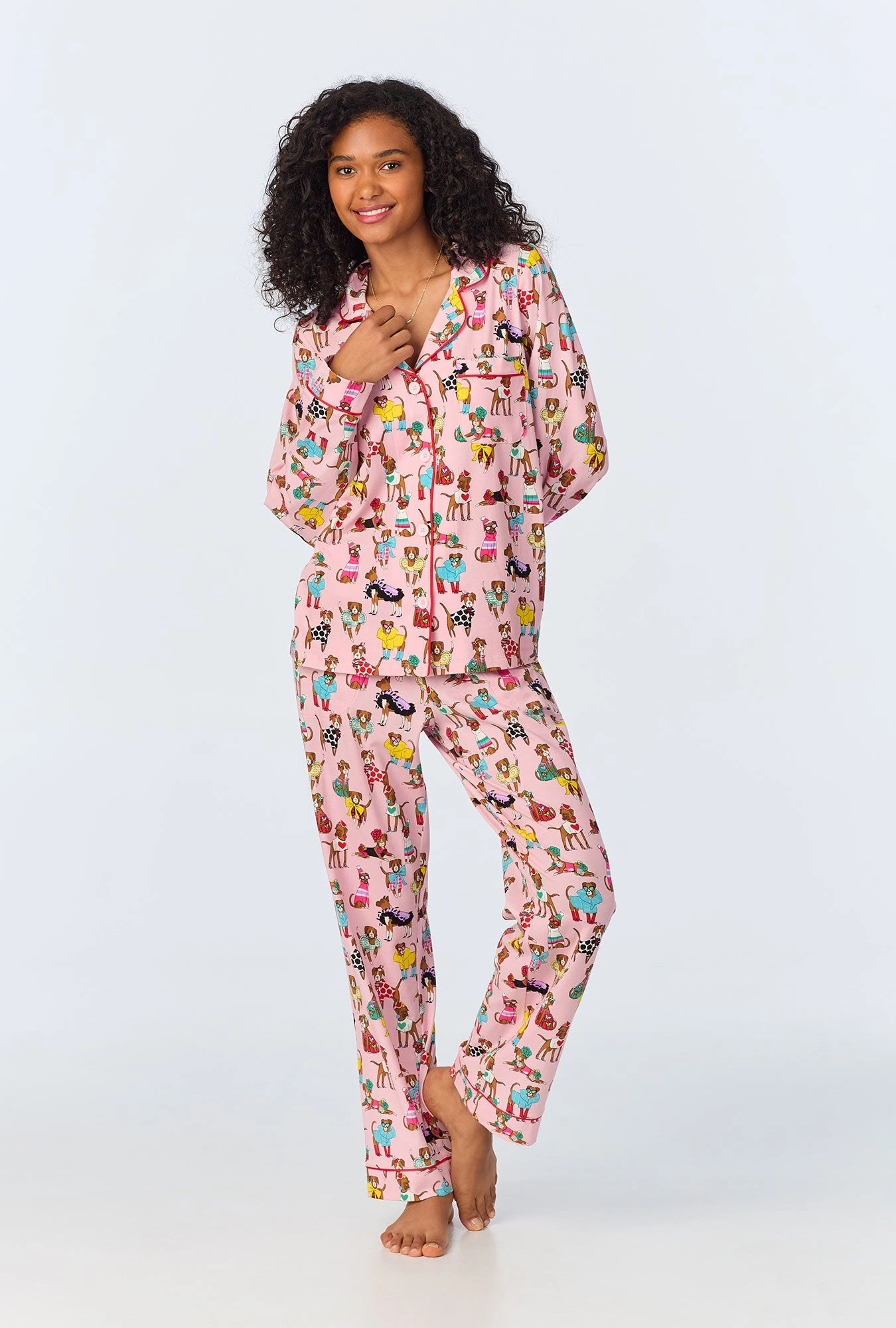 Bedhead x Bronwyn Newport Chic Boxers Long Sleeve Classic Stretch Jersey PJ Set