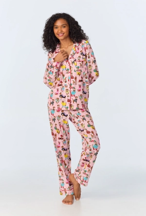 Bedhead x Bronwyn Newport Chic Boxers Long Sleeve Classic Stretch Jersey PJ Set