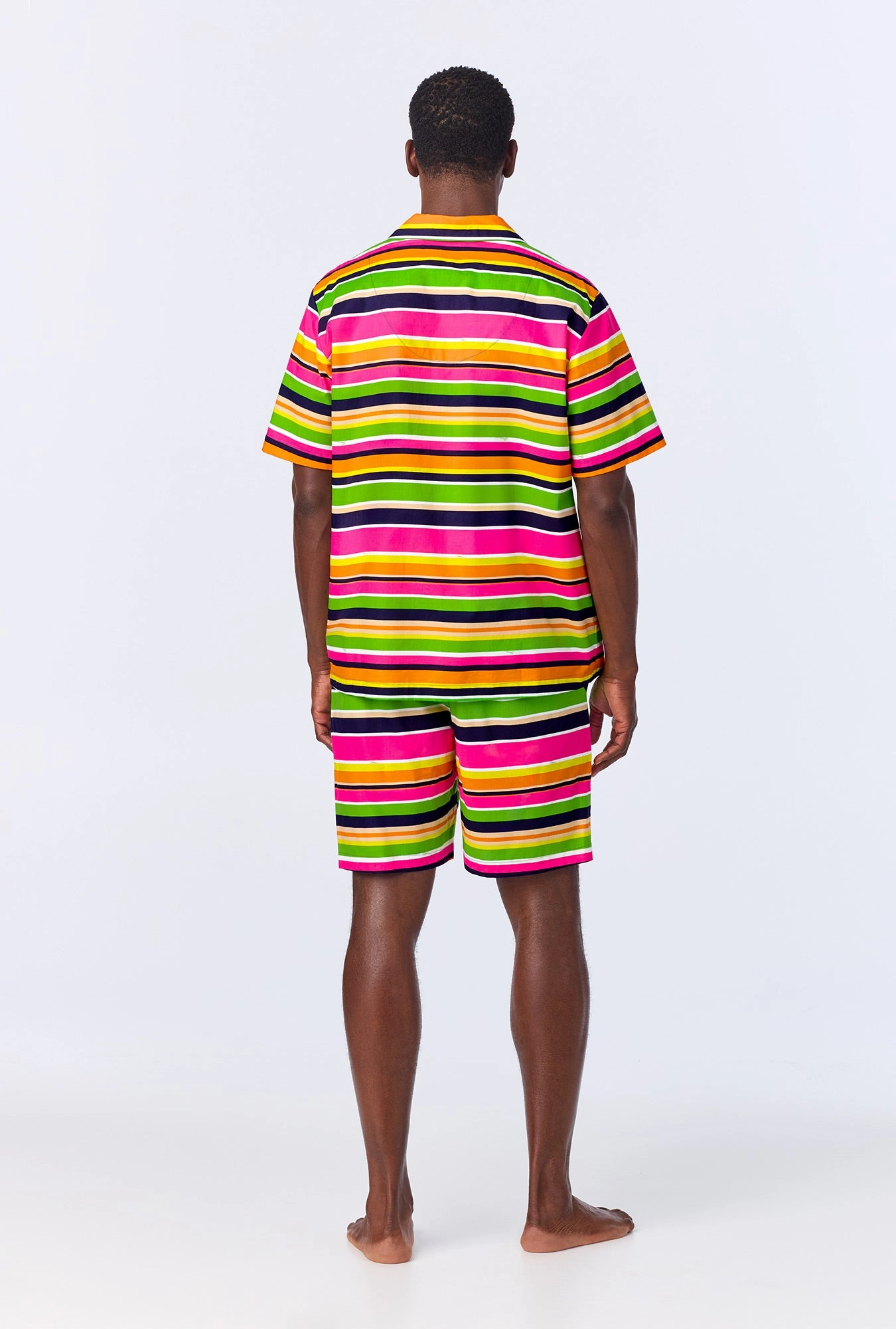 BedHead x Mr. Turk Poolside Stripe Men's Sleeve Notch Woven Cotton Poplin Boxer PJ Set