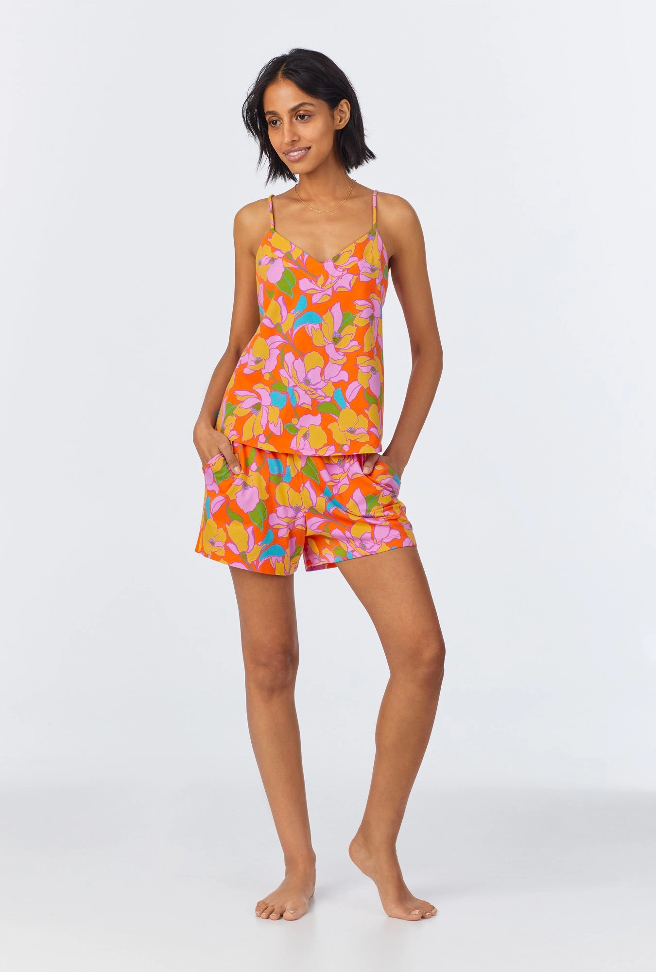 BedHead x Trina Turk Floral Cami Shorty Stretch Jersey PJ Set