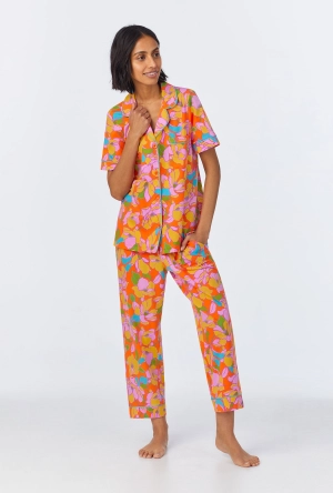 BedHead x Trina Turk Floral Short Sleeve Classic Cropped Stretch Jersey PJ Set