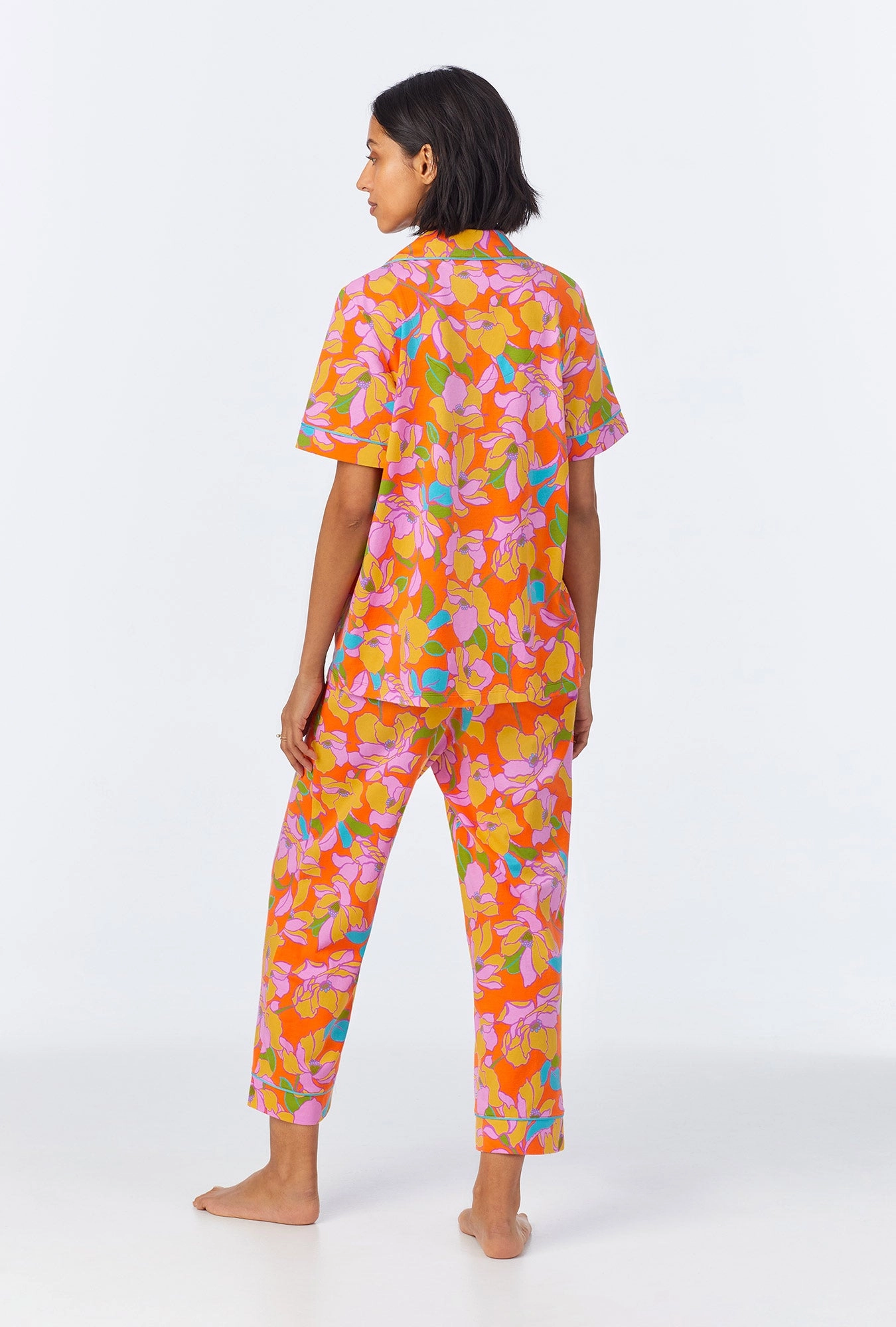 BedHead x Trina Turk Floral Short Sleeve Classic Cropped Stretch Jersey PJ Set