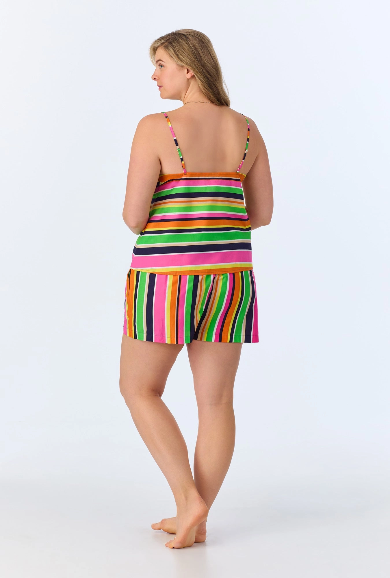 BedHead x Trina Turk Poolside Stripe Cami Woven Cotton Poplin Shorty PJ Set
