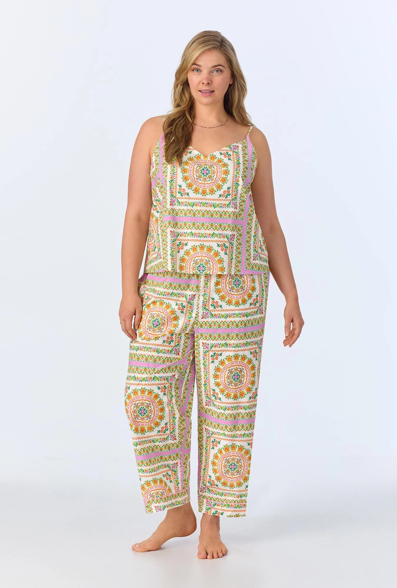 California Dreaming Cami Woven Cotton Poplin Cropped PJ set