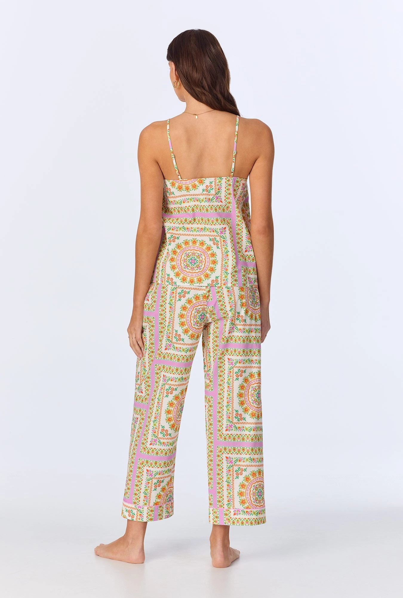 California Dreaming Cami Woven Cotton Poplin Cropped PJ set