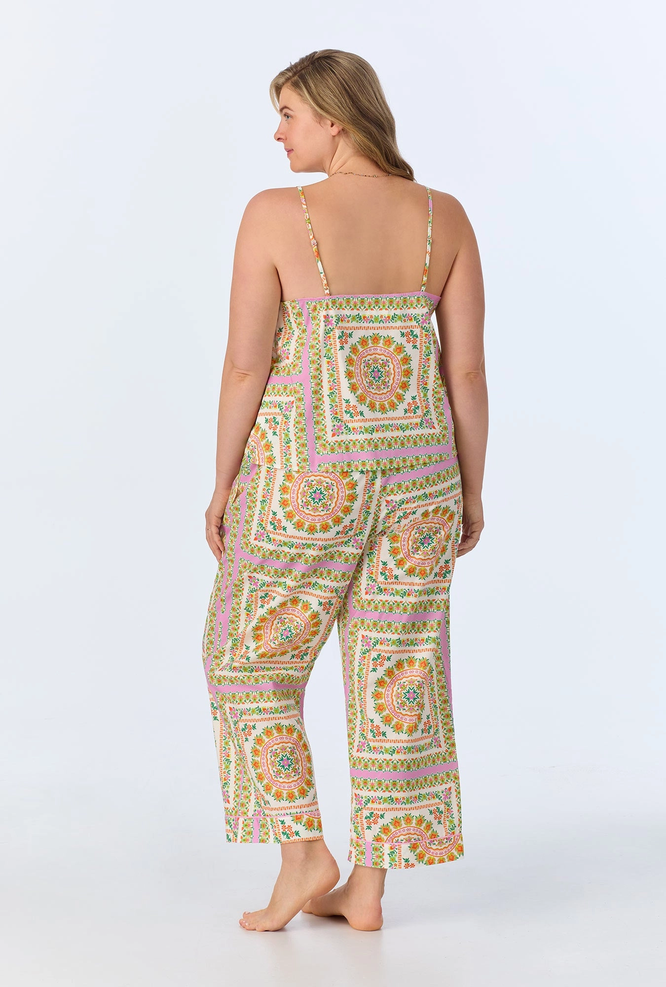 California Dreaming Cami Woven Cotton Poplin Cropped PJ set