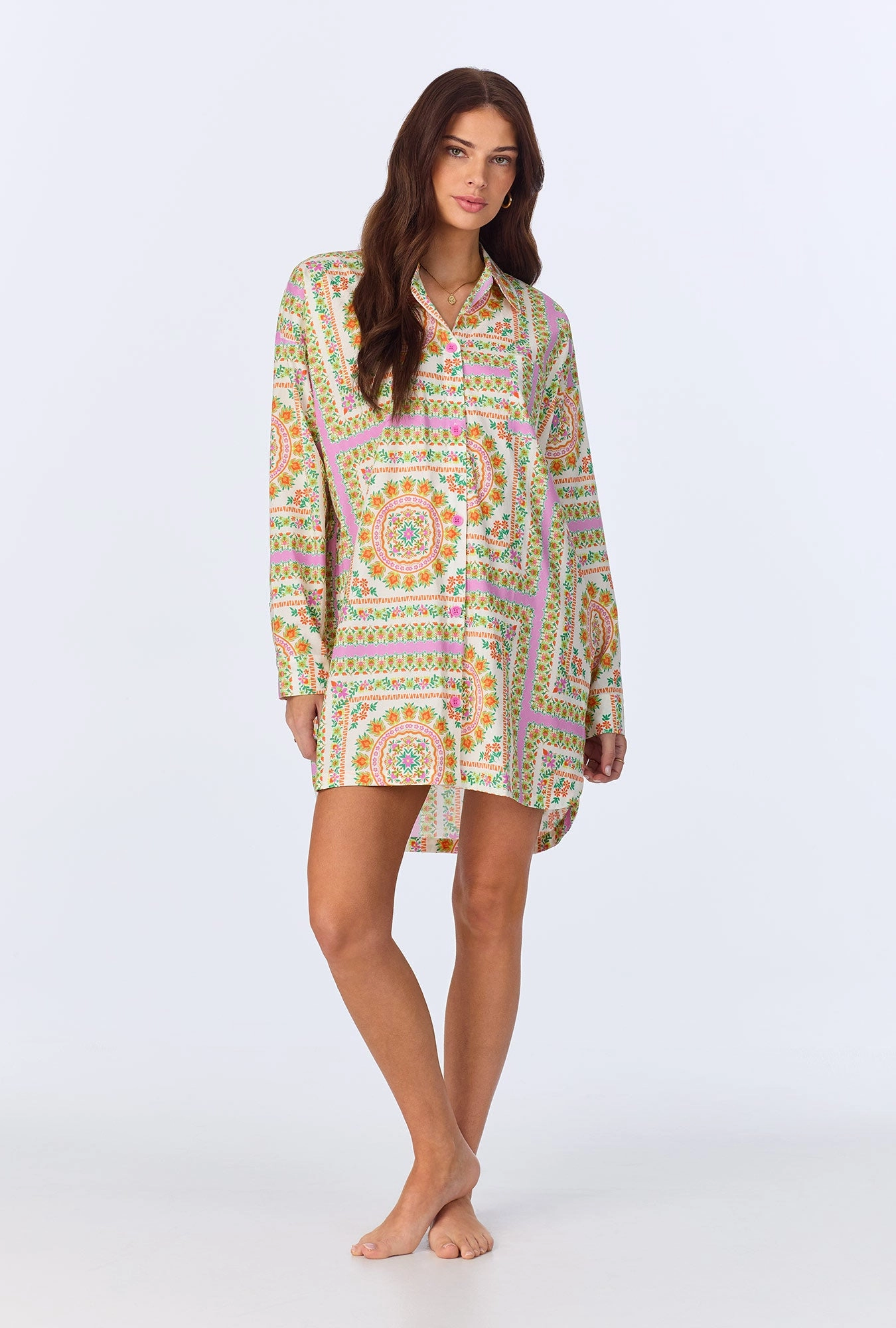 California Dreaming High Low Woven Cotton Poplin Boyfriend Shirt
