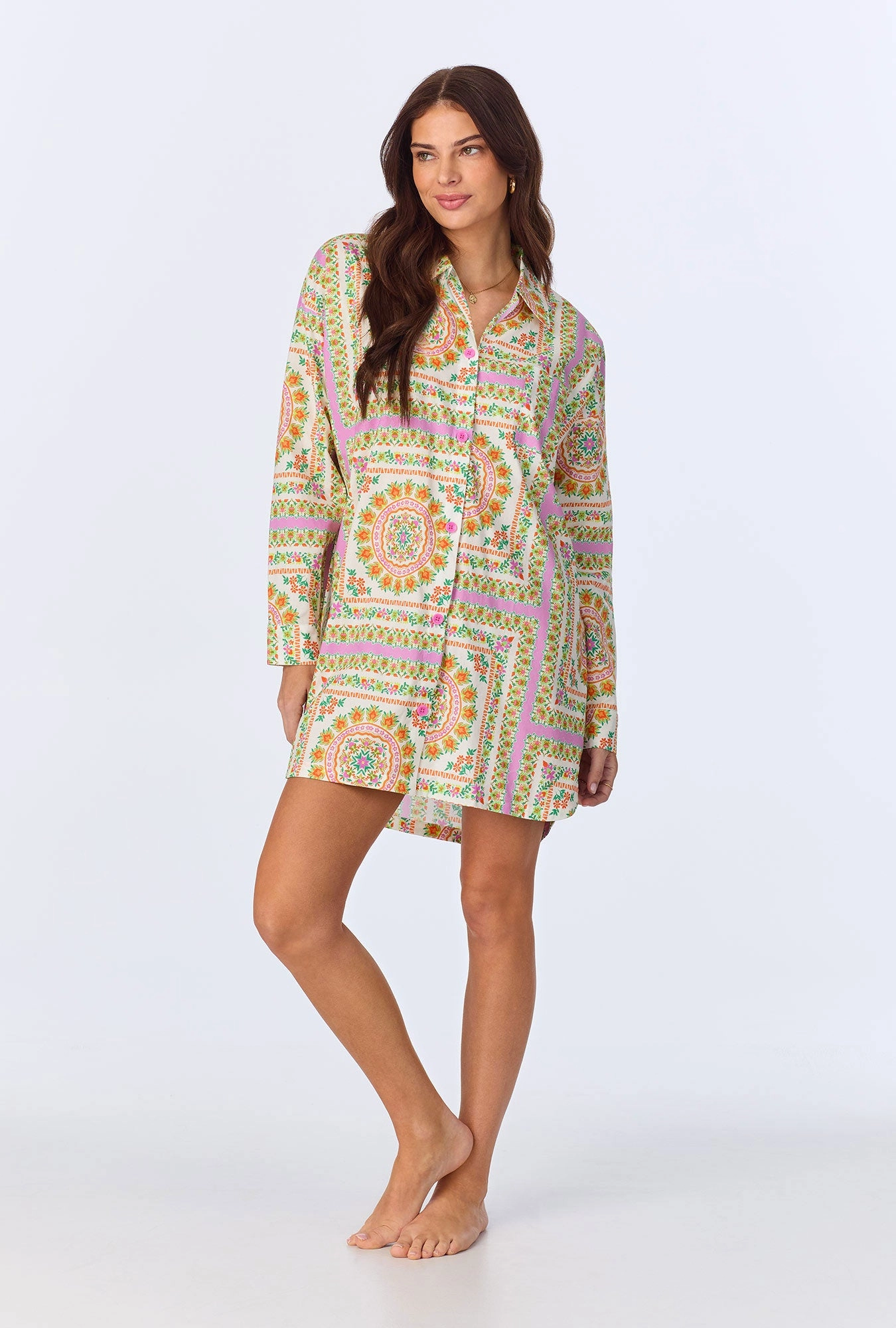 California Dreaming High Low Woven Cotton Poplin Boyfriend Shirt