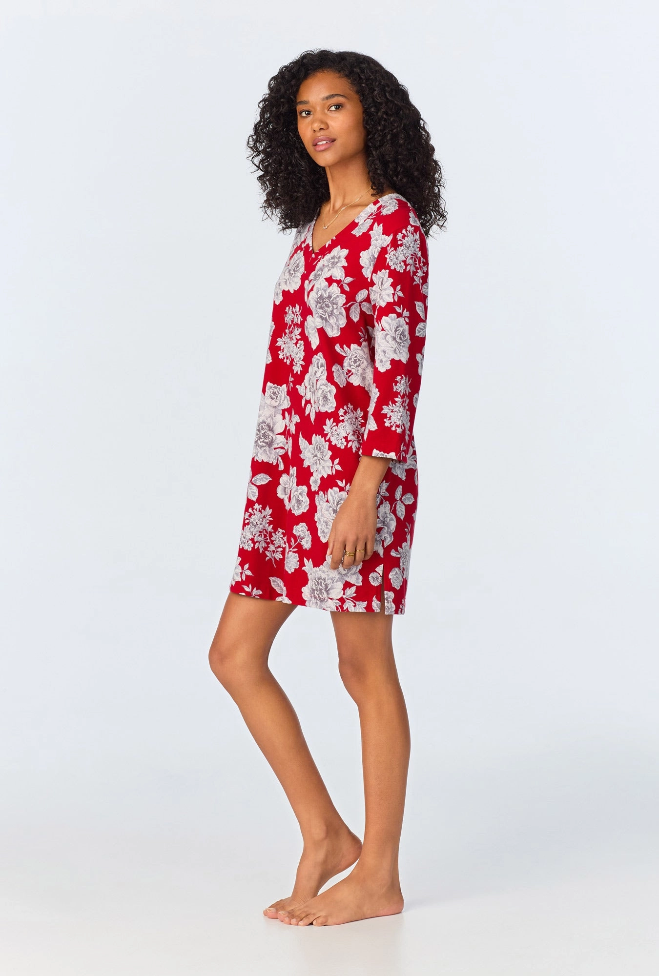 Camellias 3/4 Sleeve Stretch Jersey Sleepshirt