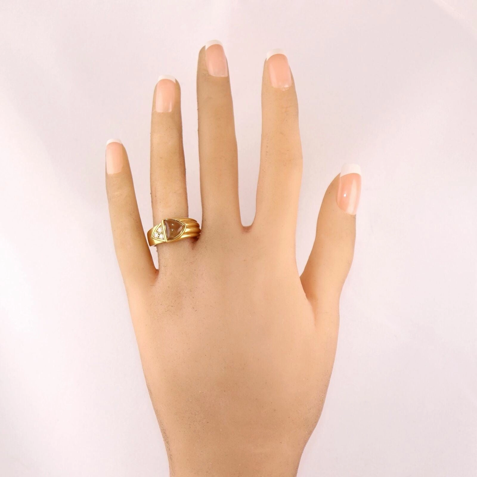 Cartier Vintage Estate 18k Yellow Gold 0.15ctw Diamond & Citrine Ring & Box