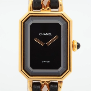 Chanel Première M Black Face Gold Watch