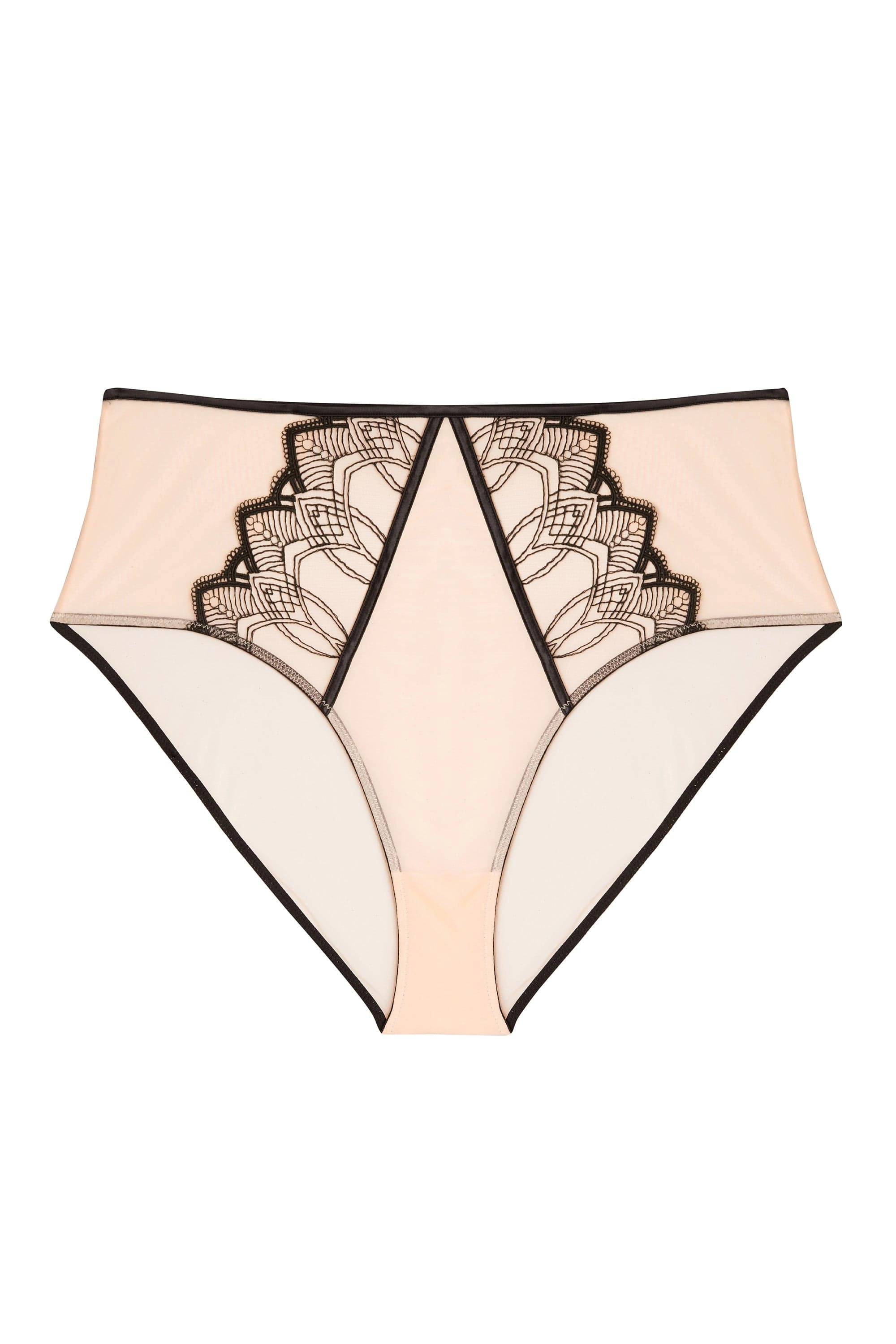 Clara Latte And Black Lace High Waisted Brief