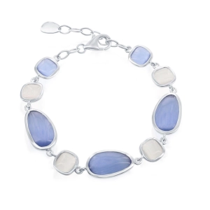 Classic Women's Bracelet - Irregular Blue Gray and Square Gray Cat's Eye | SMT-7760