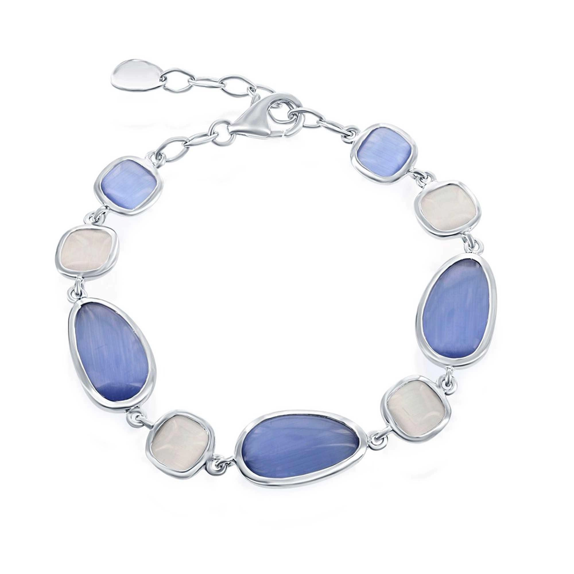 Classic Women's Bracelet - Irregular Blue Gray and Square Gray Cat's Eye | SMT-7760