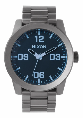 Corporal Stainless Steel - Gunmetal / Blue Crystal