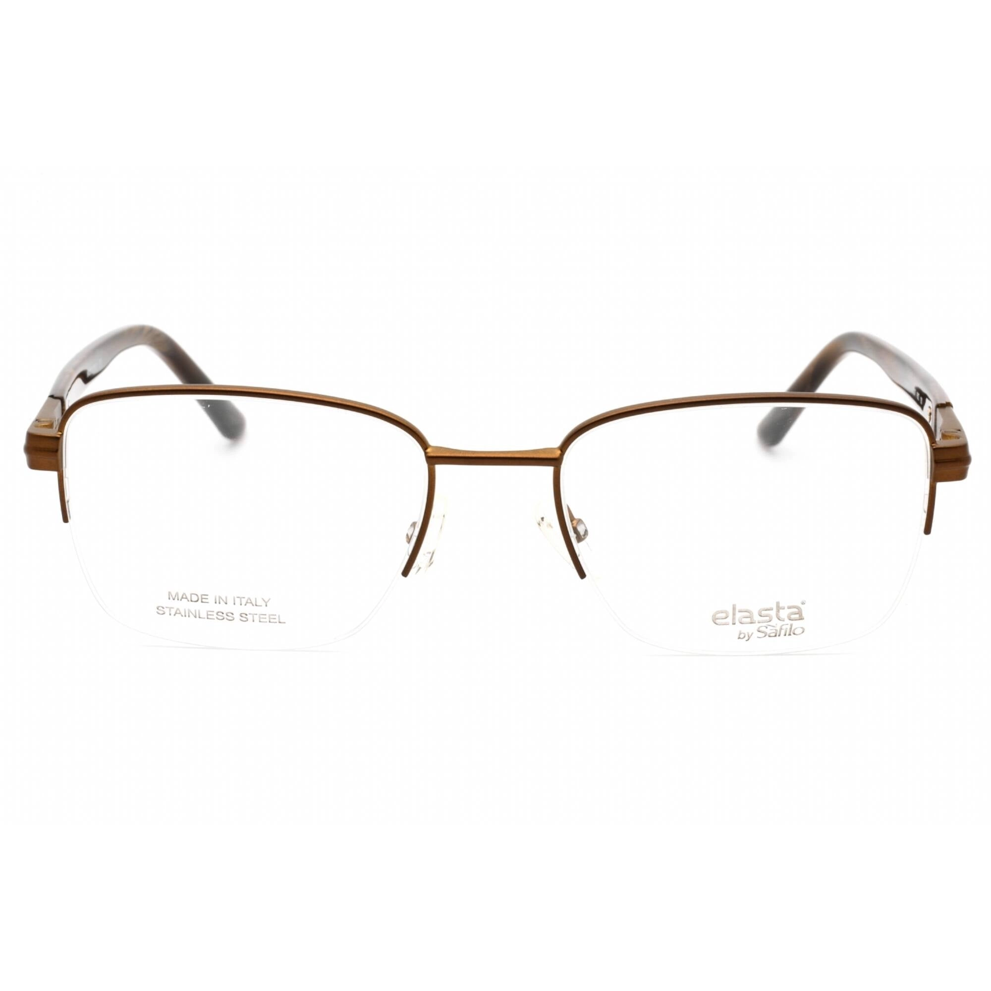 Elasta Men's Eyeglasses - Dark Brown Rectangular Metal Half Rim Frame | E 3127 0R0Z 00