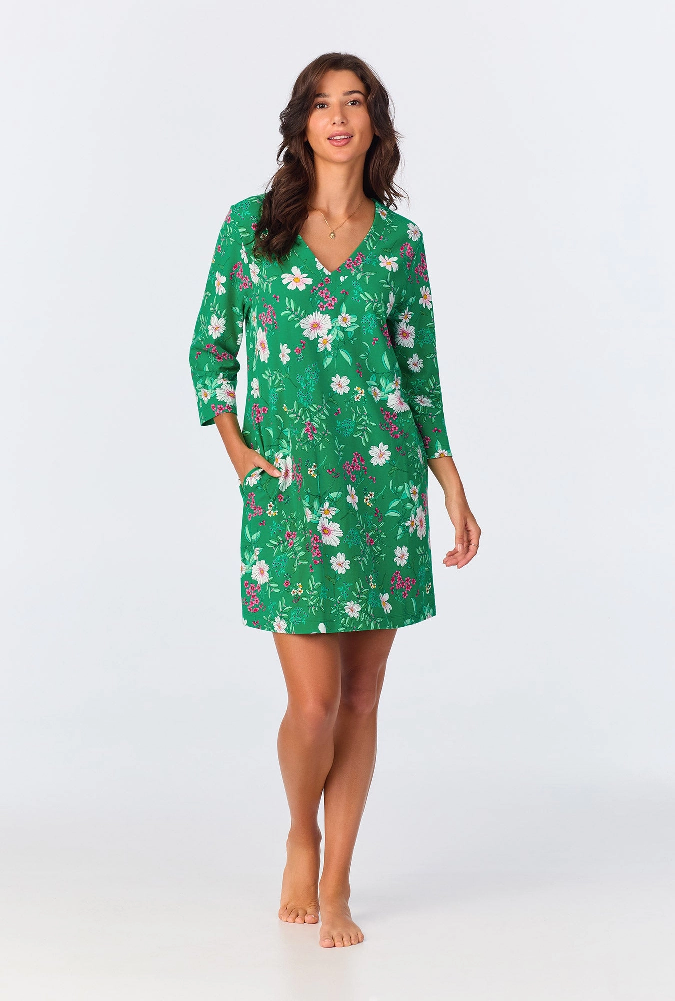 Forever Floral 3/4 Sleeve Stretch Jersey Sleepshirt