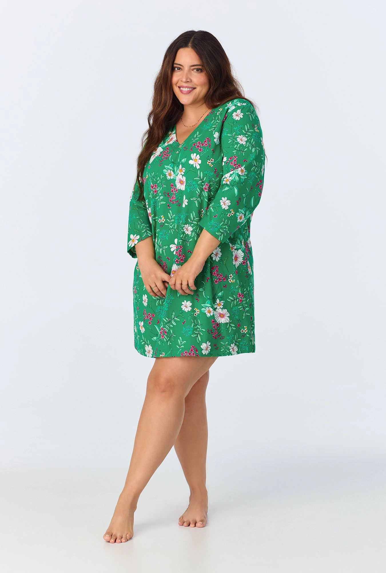 Forever Floral 3/4 Sleeve Stretch Jersey Sleepshirt