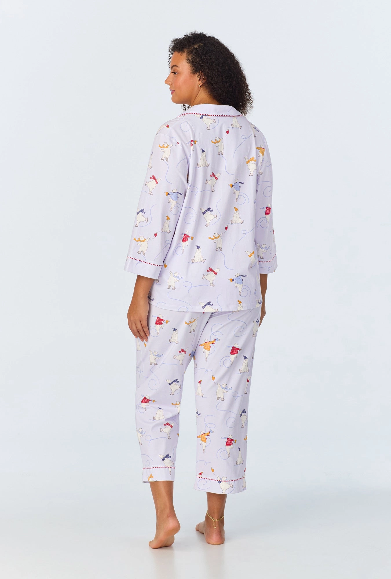 Free Skate 3/4 Sleeve Classic Stretch Jersey Cropped PJ Set