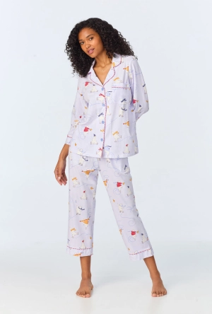 Free Skate 3/4 Sleeve Classic Stretch Jersey Cropped PJ Set