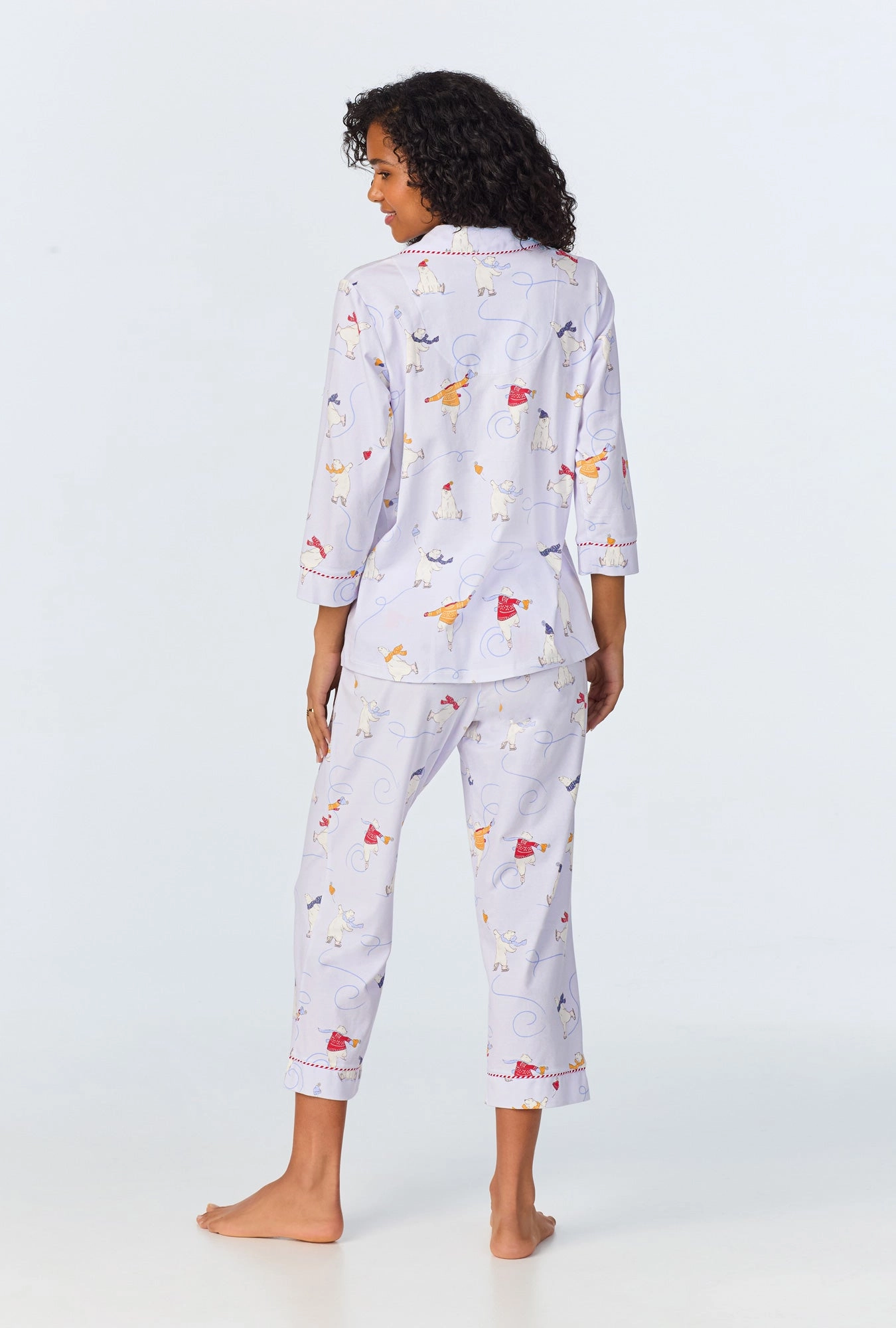 Free Skate 3/4 Sleeve Classic Stretch Jersey Cropped PJ Set