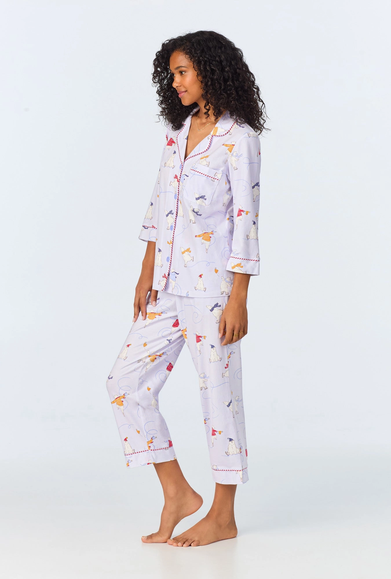 Free Skate 3/4 Sleeve Classic Stretch Jersey Cropped PJ Set
