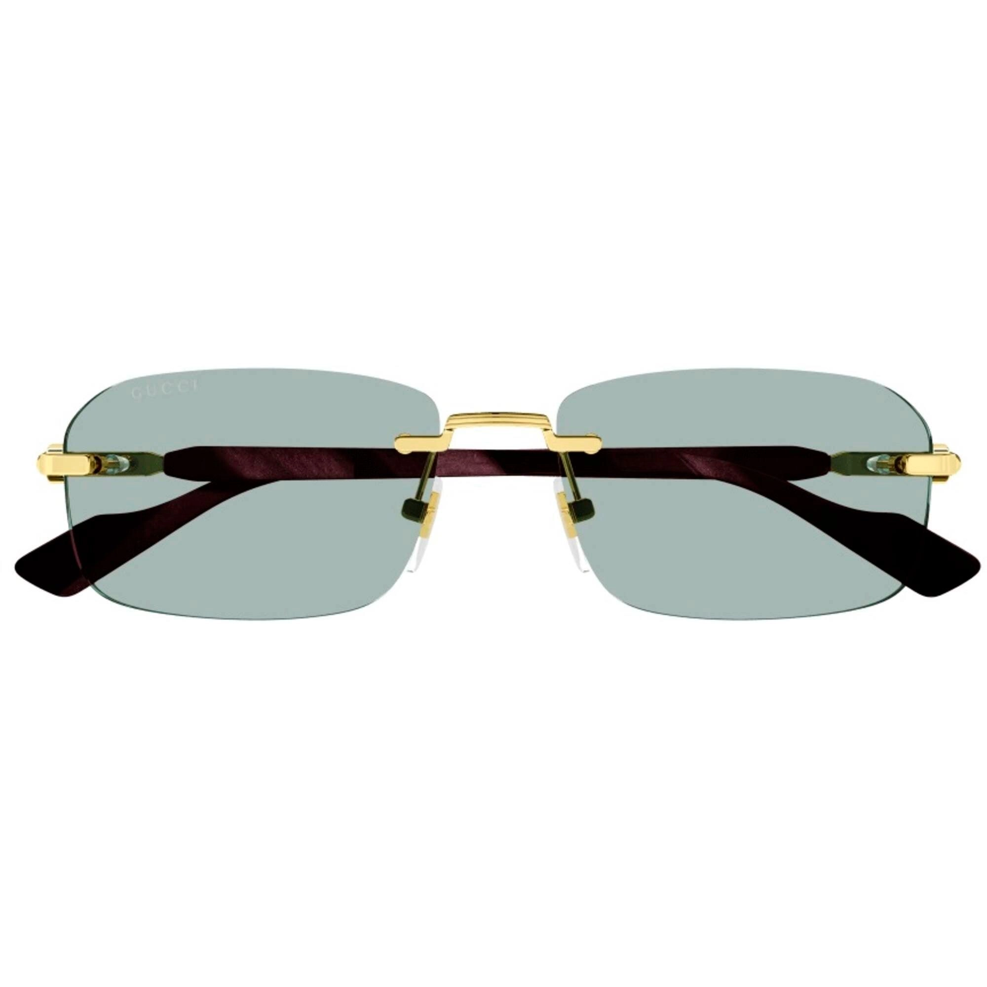 Gucci Men's Sunglasses - Gold Acetate/Metal Rimless Frame Green Lens | GG1221S 003