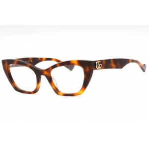 Gucci Women's Eyeglasses - Havana Plastic Cat Eye Shape Frame Clear Lens | GG1334O 002
