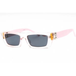 Hugo Women's Sunglasses - Pink Rectangular Plastic Frame Grey Lens | HG 1256/S 035J IR