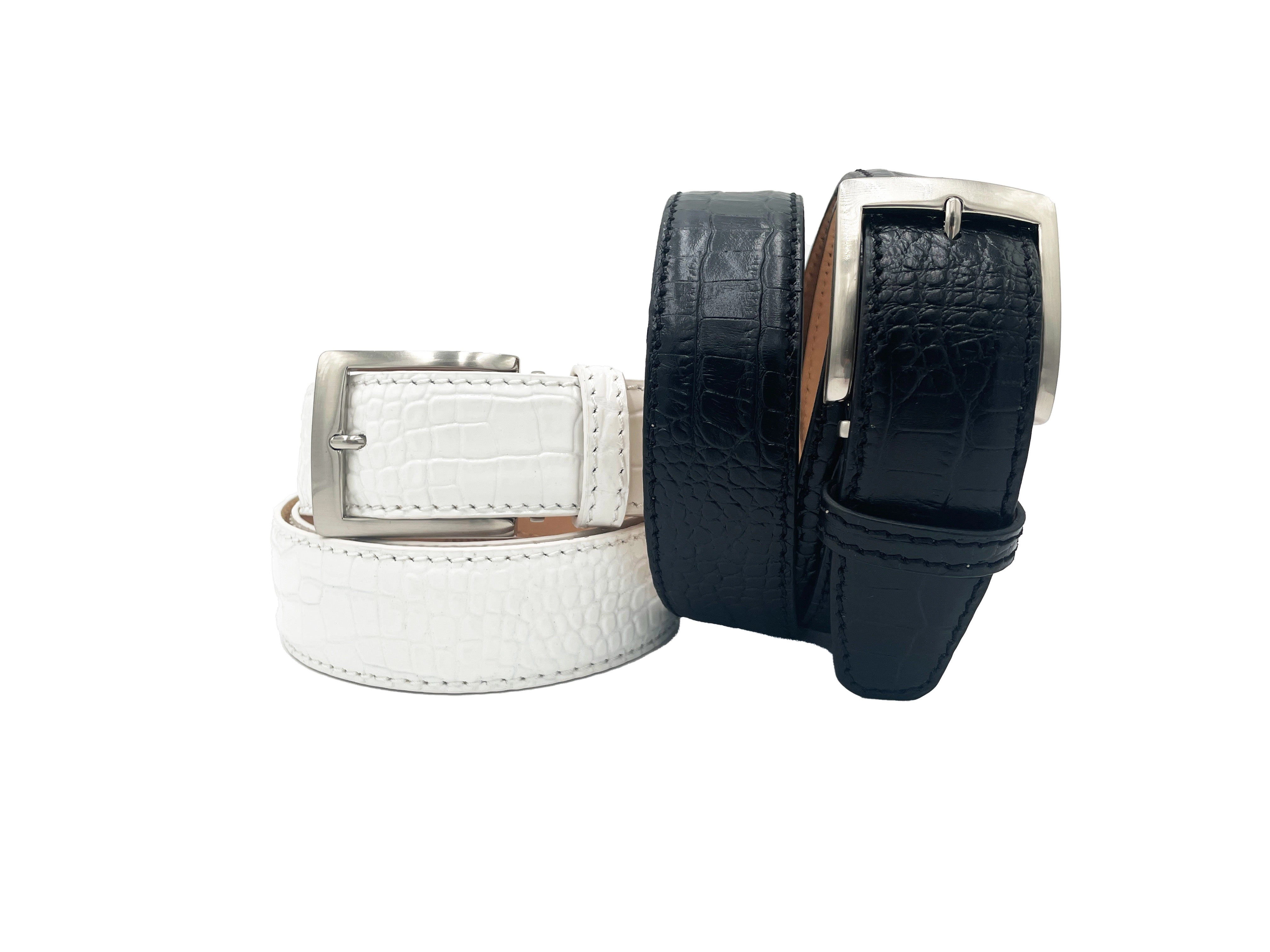 Italian Matte Mock Crocodile - White - 40mm - Up to 50"