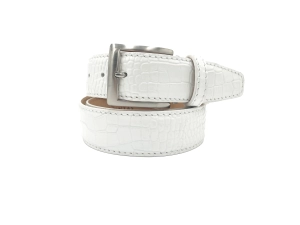 Italian Matte Mock Crocodile - White - 40mm - Up to 50"