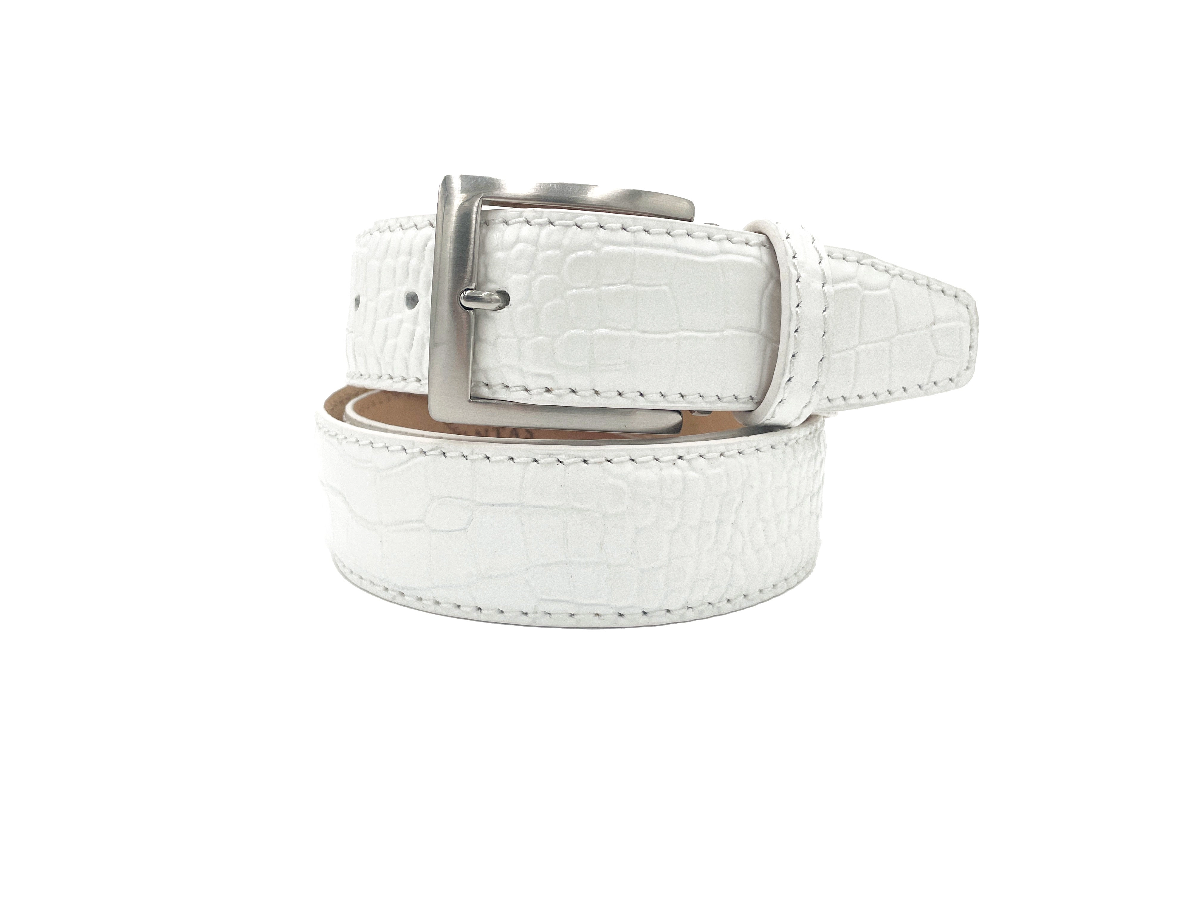 Italian Matte Mock Crocodile - White - 40mm - Up to 50"