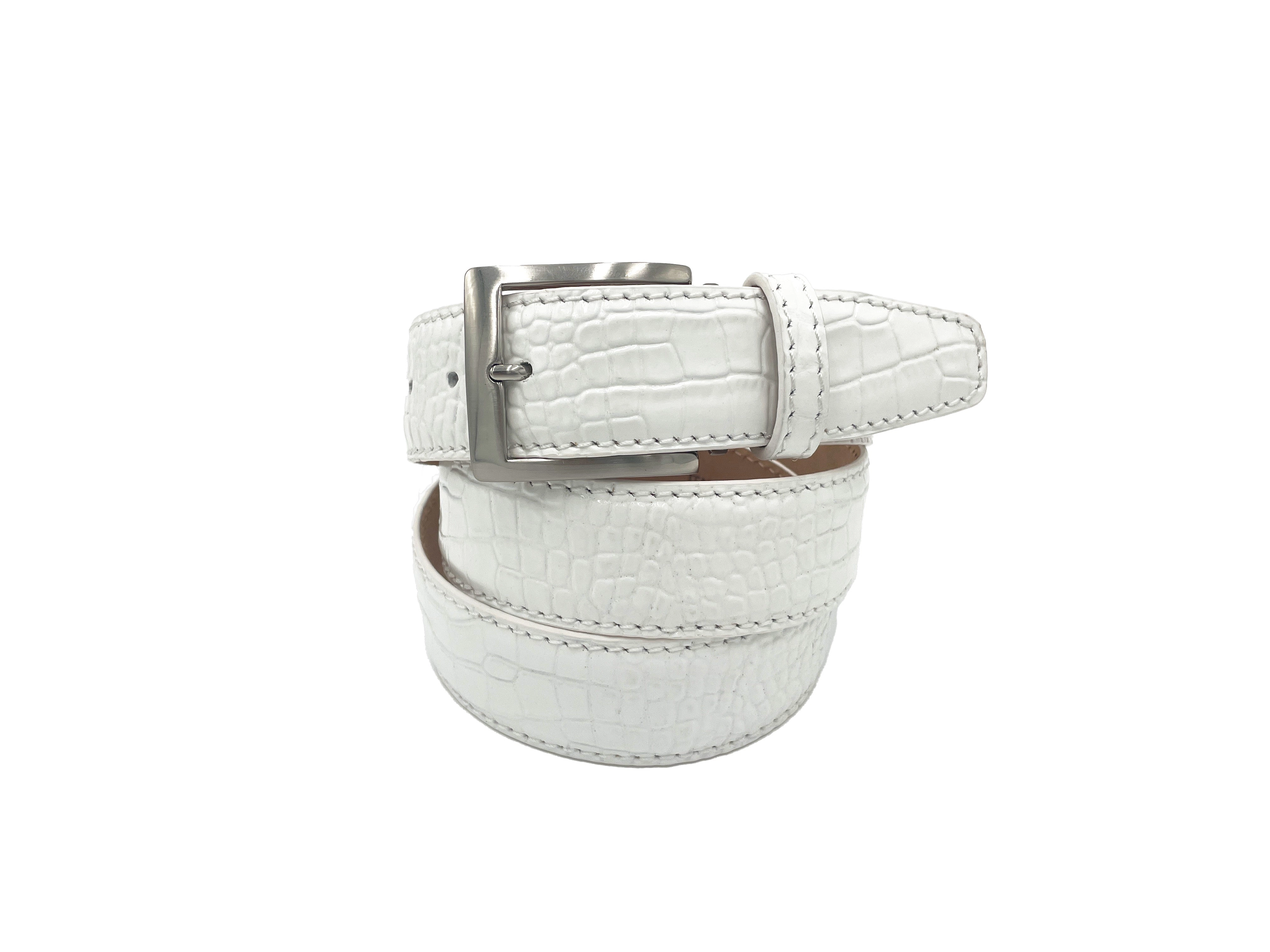 Italian Matte Mock Crocodile - White - 40mm - Up to 50"