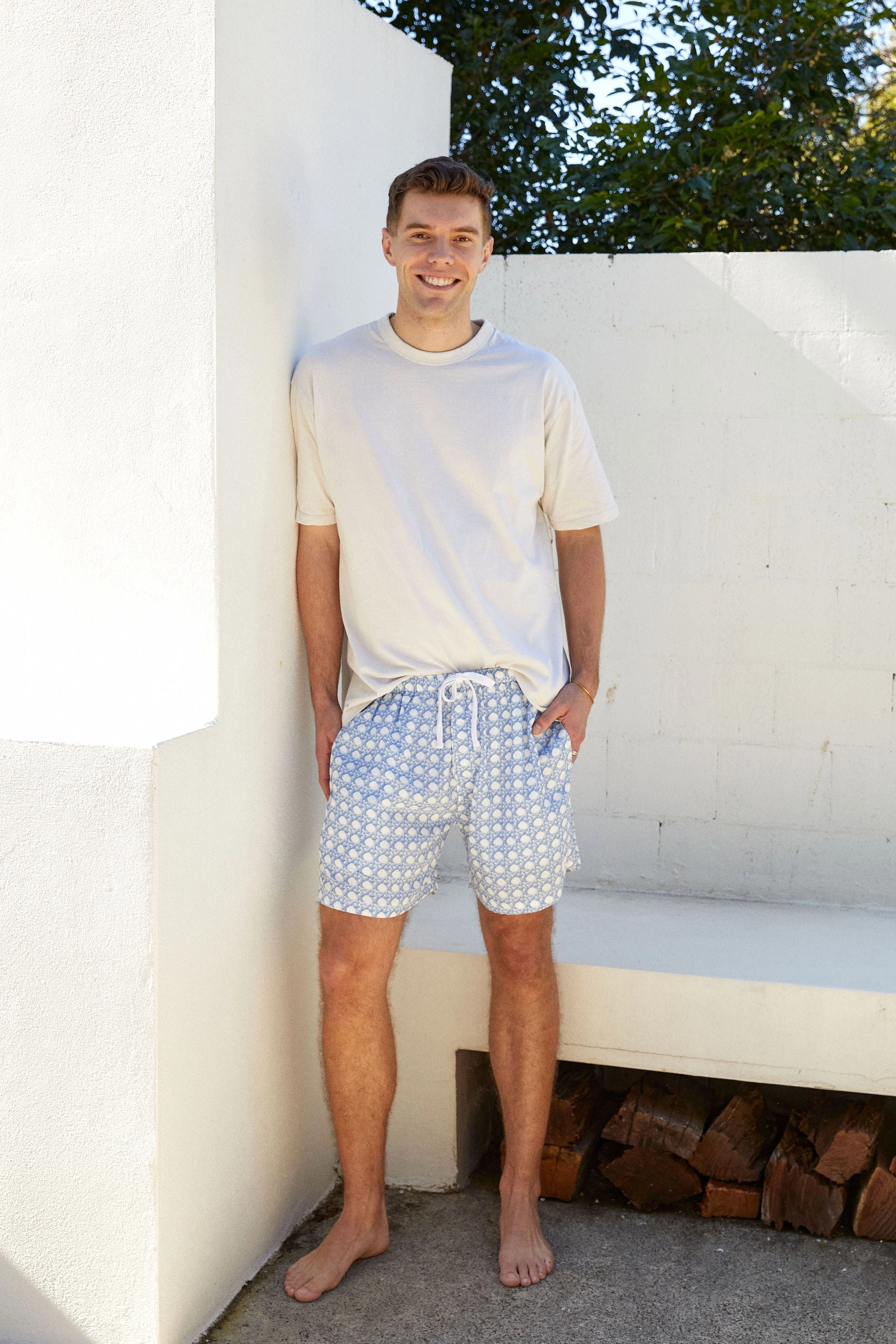 Mens Boxer Shorts - Rattan - Cornflower Blue