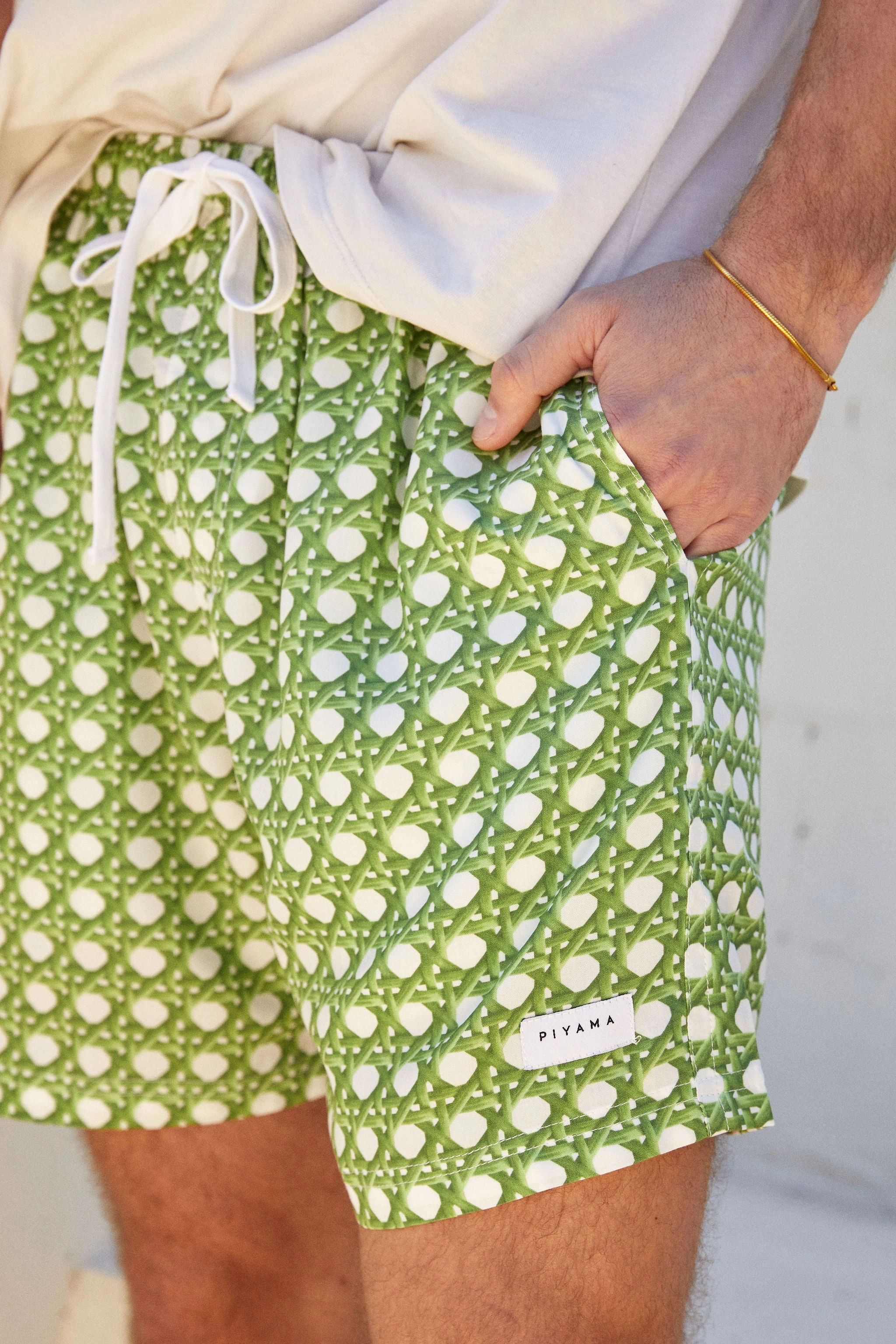 Mens Boxer Shorts - Rattan Green