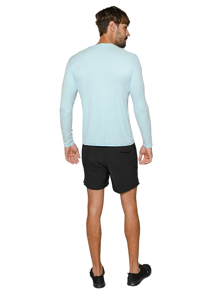 Men's Ribbed Long Sleeve Ultra Light Weight Sun Shirts in solid colors