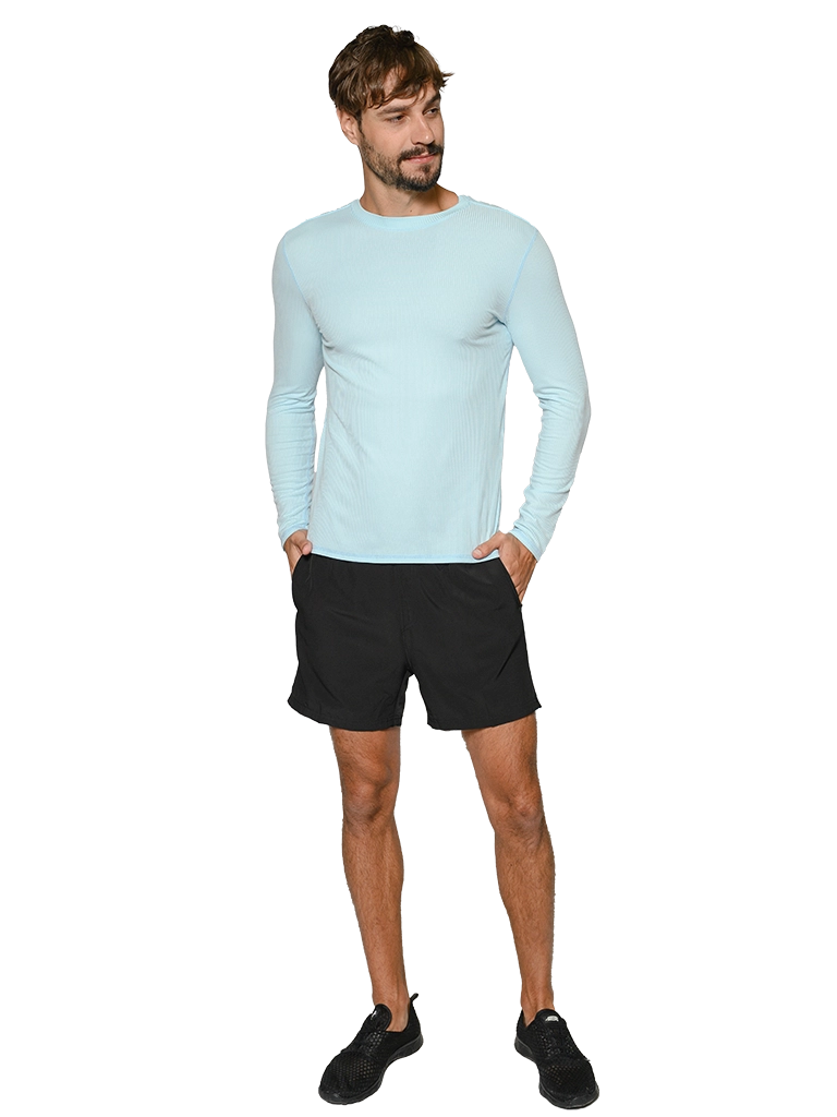 Men's Ribbed Long Sleeve Ultra Light Weight Sun Shirts in solid colors