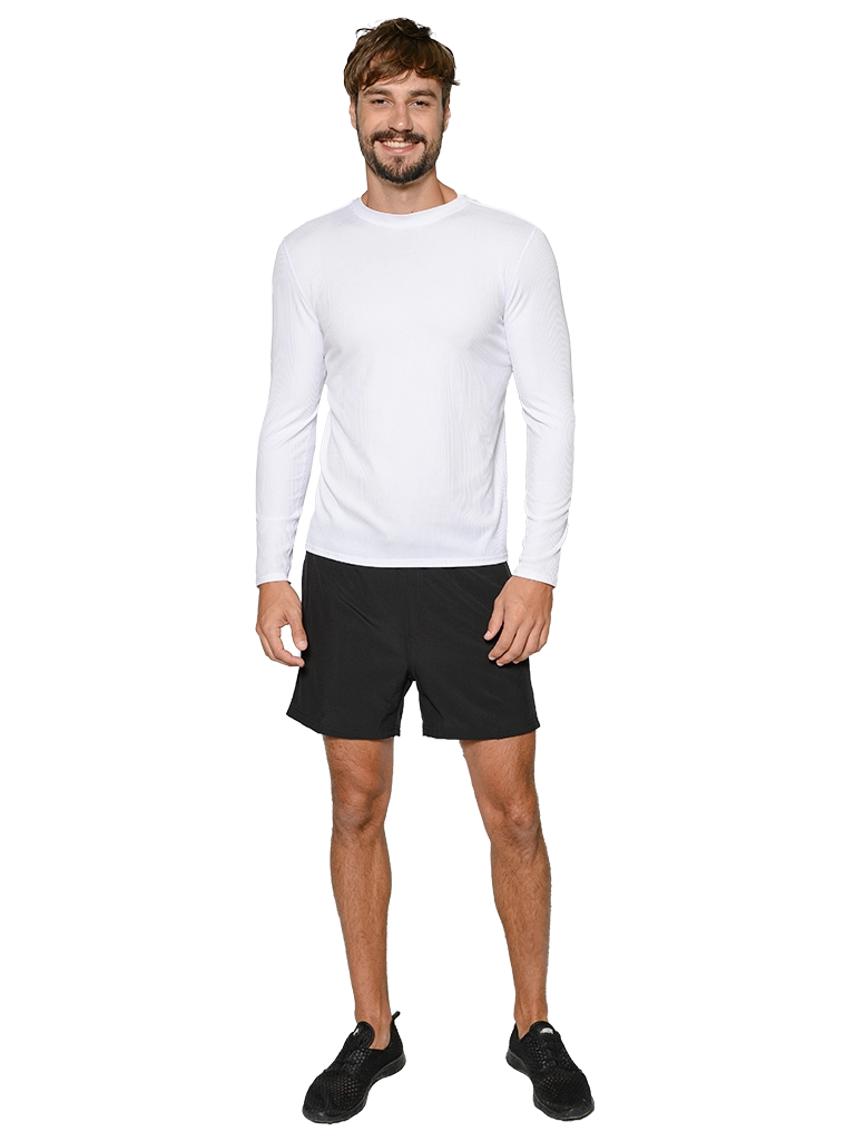 Men's Ribbed Long Sleeve Ultra Light Weight Sun Shirts in solid colors