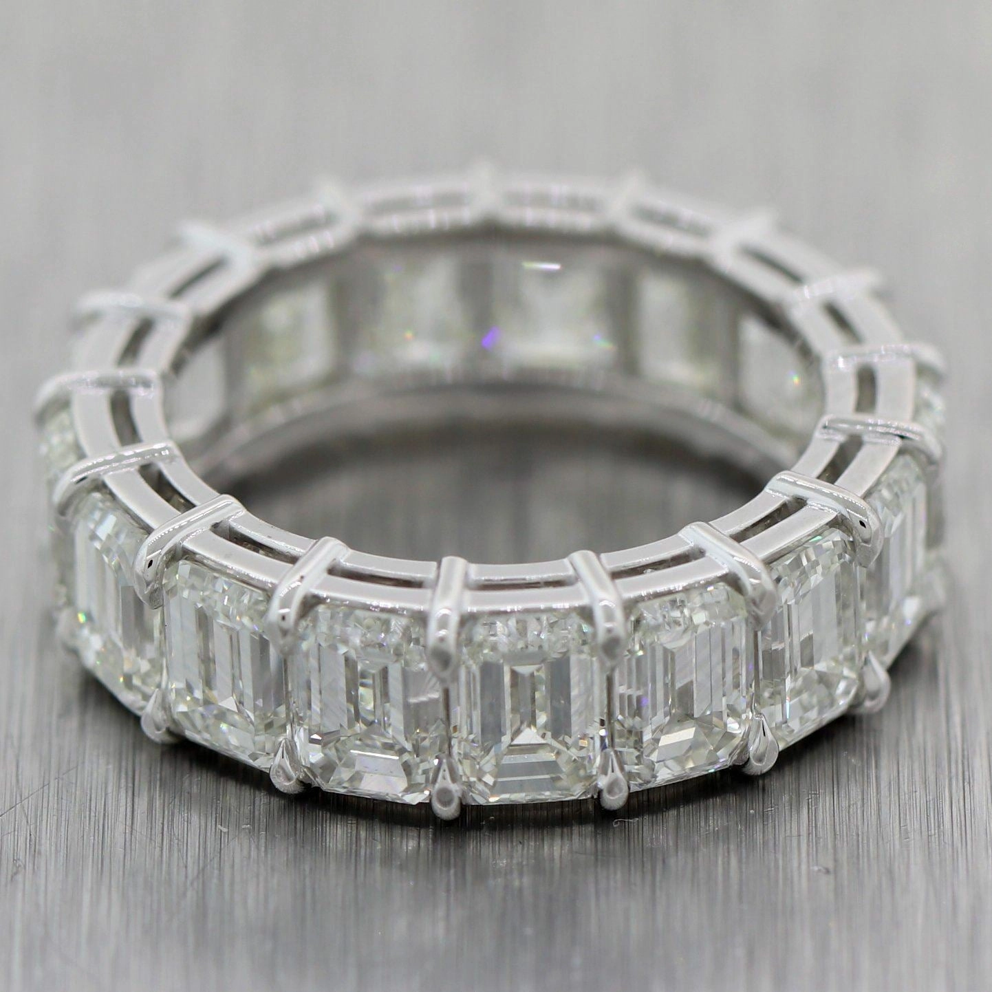 Modern Platinum 9ctw Emerald Cut Diamond Eternity Wedding Band Ring
