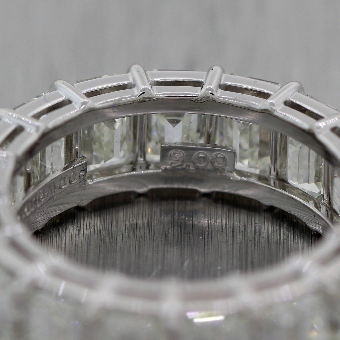 Modern Platinum 9ctw Emerald Cut Diamond Eternity Wedding Band Ring
